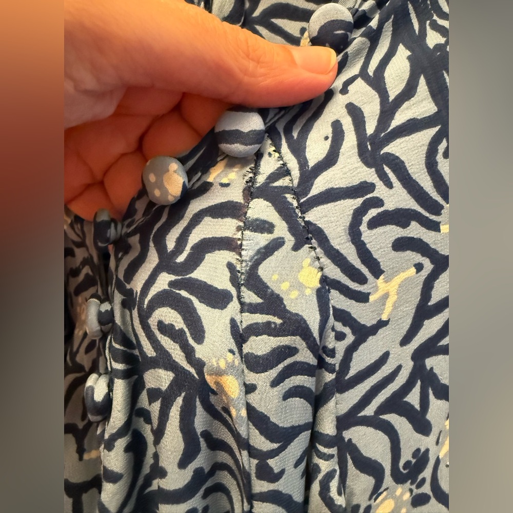 Natalie Martin Fiore Blue Floral Maxi Dress Sz M - Picture 6 of 6